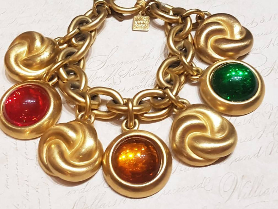 Anne Klein Charm Bracelet Gold Statement Multicoloured Stones - The Hirst Collection
