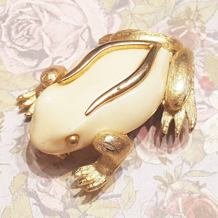 Frog Brooch by Sphinx Cream Gold - The Hirst Collection