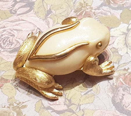 Frog Brooch by Sphinx Cream Gold - The Hirst Collection