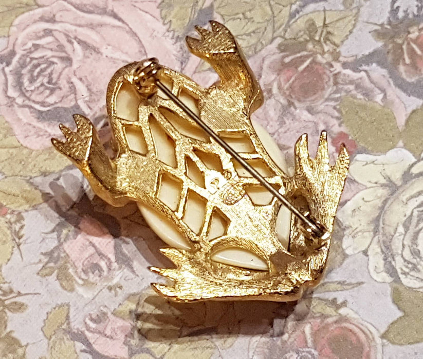 Frog Brooch by Sphinx Cream Gold - The Hirst Collection