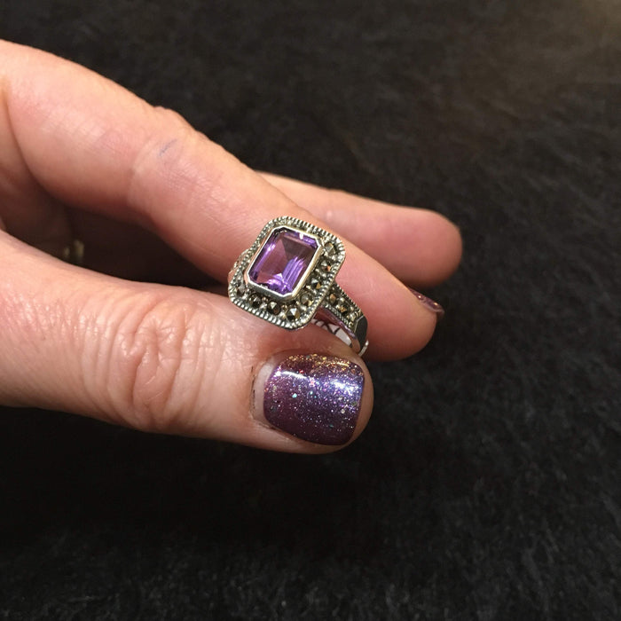 Square Amethyst Silver Ring - The Hirst Collection