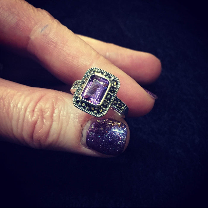 Square Amethyst Silver Ring - The Hirst Collection