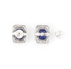Silver Marcasite Sapphire Earrings Square Blue Crystal Studs - The Hirst Collection