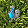 Blue Cockerel Brooch silver Marcasite enamel - The Hirst Collection