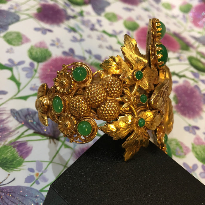 Askew London Bee Bracelet Clamper Green Glass Statement - The Hirst Collection
