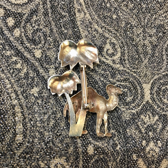 Camel with palm trees sparkly silver brooch - The Hirst Collection