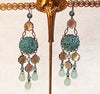 Askew London Earrings Chandelier Turqusoise Vintage Glass Mother of Pearl Silver Unsigned - The Hirst Collection