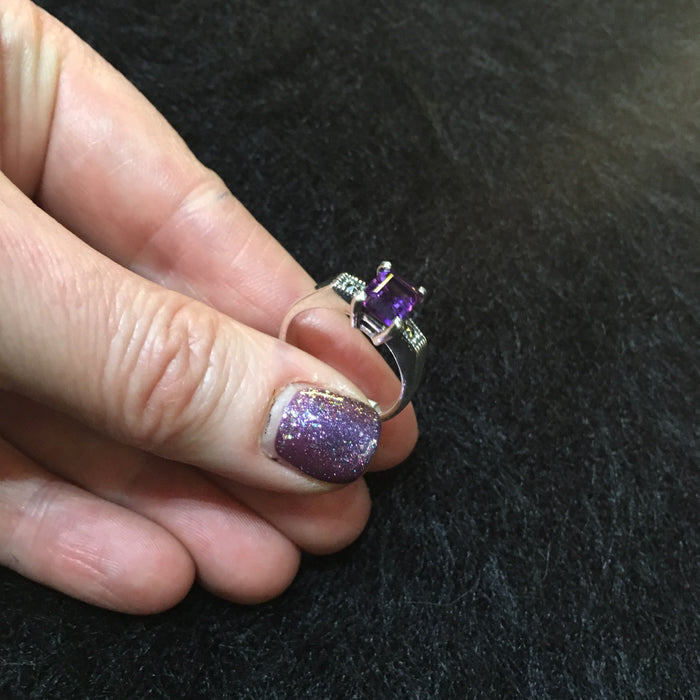 The Countess Solitaire ring in Purple Amethyst - The Hirst Collection