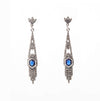 Silver Marcasite Art Deco Style Sapphire Royal Blue Earrings - The Hirst Collection
