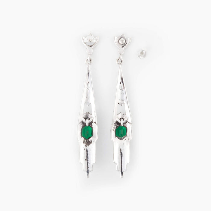 Art Deco Emerald Green hexagon earrings - The Hirst Collection
