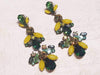 Green Yellow Statement Earrings Swarovski Crystal Chandelier Pierced by Frangos - The Hirst Collection