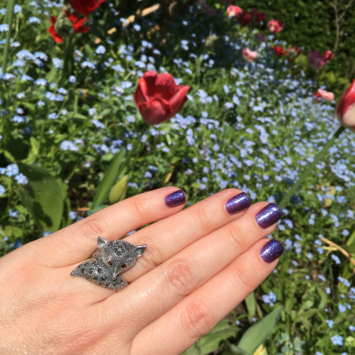 Art Deco Fox Ring Silver Marcasite - The Hirst Collection