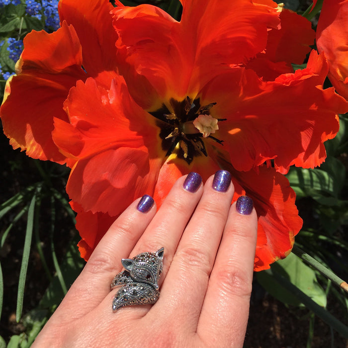 Art Deco Fox Ring Silver Marcasite - The Hirst Collection