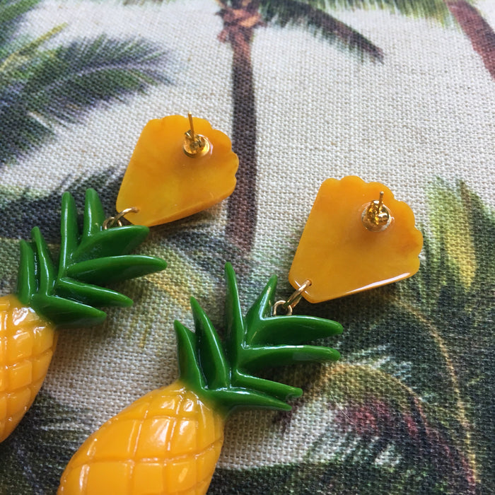 Pineapple Earrings Rockabilly Pinup Acrylic - The Hirst Collection