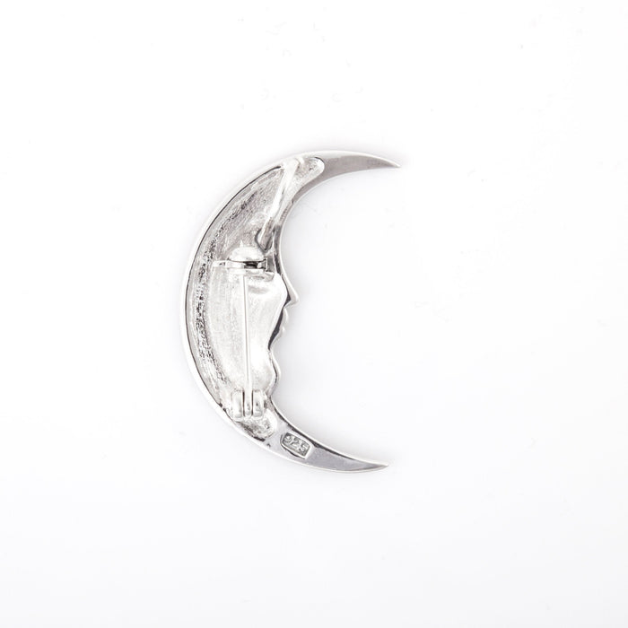 Sterling Silver Marcasite Moon Face Brooch/ Pendant - The Hirst Collection
