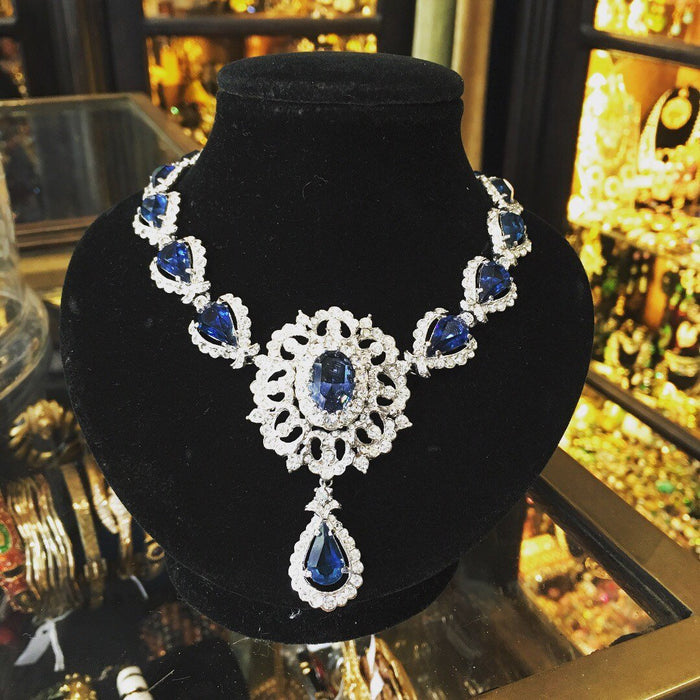 Vintage Sapphire Crystal Necklace - The Hirst Collection