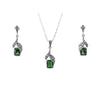 Art Deco Pendant Necklace Emerald Green Crystal Silver Vintage Wedding Bridal Bridesmaid - The Hirst Collection