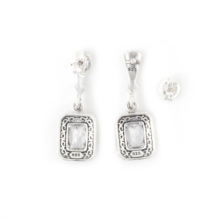 Square Clear Cubic Crystal Earrings - The Hirst Collection