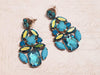 Blue Glass Crystal Chandelier Earrings Pierced by Frangos - The Hirst Collection