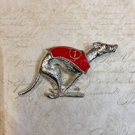 Racing Greyhound brooches Silver metal 1-6 - The Hirst Collection