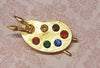 Butler and Wilson Brooch Paint Artist Palette Gold Glass Multi Stone - The Hirst Collection