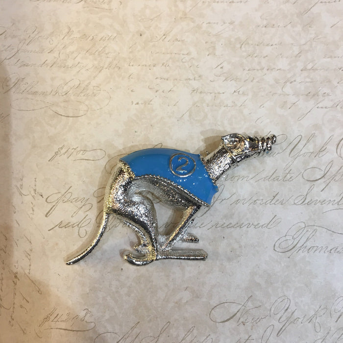 Racing Greyhound brooches Silver metal 1-6 - The Hirst Collection