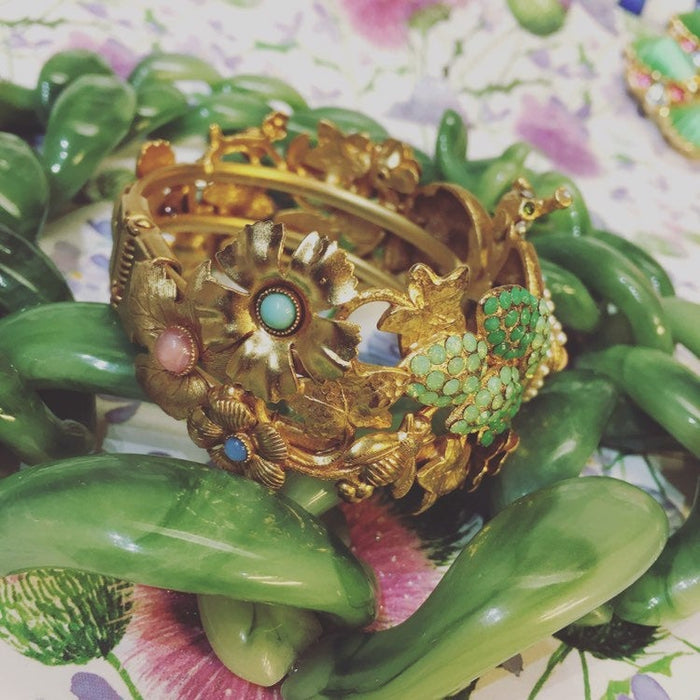 Handmade Gold Plated Garden of Eden Snail Crystal Bracelet by Askew London - The Hirst Collection