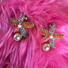 Starfish stud earrings multi coloured or pearl - The Hirst Collection