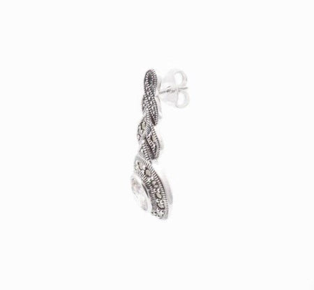 Silver Marcasite Coral Earrings Oval - The Hirst Collection