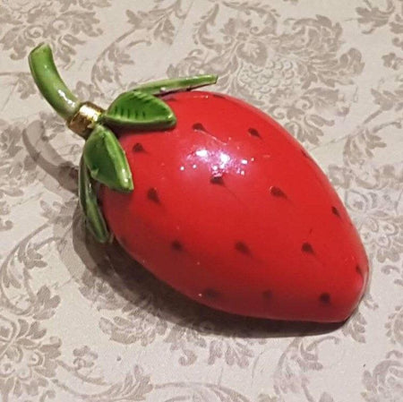 Vintage Strawberry Brooch By Robert Red Enamel - The Hirst Collection