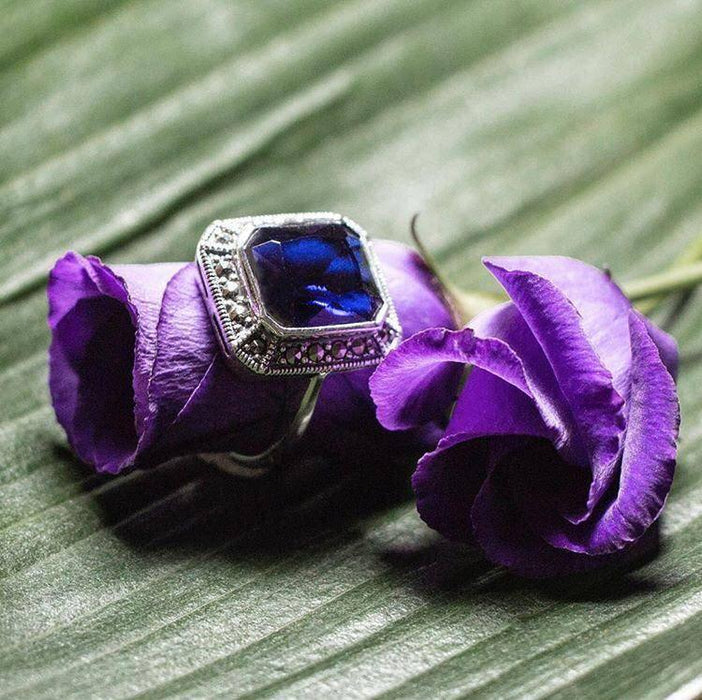 The Queen Solitaire Ring in Sapphire Blue Zircon - The Hirst Collection