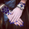 Art Deco Bracelet Lapis Blue Czech Glass - The Hirst Collection