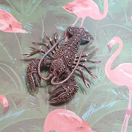 Lobster Brooch Pendant Silver Marcasite - The Hirst Collection