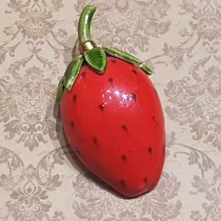 Vintage Strawberry Brooch By Robert Red Enamel - The Hirst Collection
