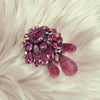 Pink crystal vintage brooch with triple drop - The Hirst Collection