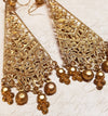 Askew London Amber Yellow  Earrings bows Vinatge Glass Chandelier Filigree Unsigned Pierced - The Hirst Collection