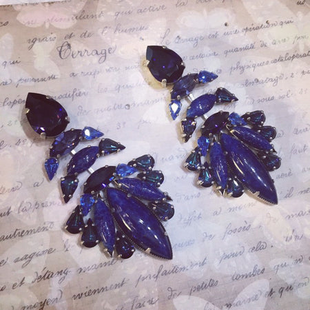 Lapis Vintage Glass Statement Earrings by Frangos - The Hirst Collection