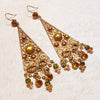 Askew London Amber Yellow  Earrings bows Vinatge Glass Chandelier Filigree Unsigned Pierced - The Hirst Collection