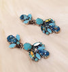 Blue Crystal Earrings Clip On Chandelier By Frangos Silver - The Hirst Collection