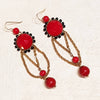 Askew London Earrings Chandelier Black Red Gold Glass unsigned - The Hirst Collection