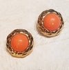 Nina Ricci Clip On Earrings Round Gold Coral Vintage - The Hirst Collection