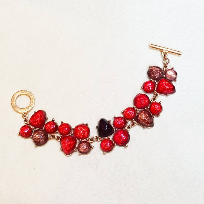 Red and Gold Vintage Bracelet Gripoix by Jackie Vallet - The Hirst Collection