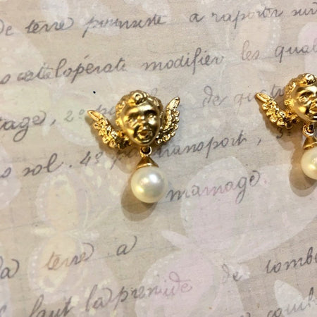 Cherub Face Pearl Earrings by Bill Skinner - The Hirst Collection
