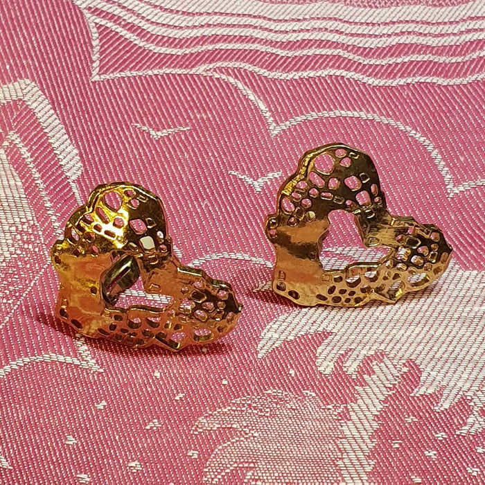 Christian Lacroix Earrings Heart Gold Clip On Vintage - The Hirst Collection