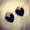 Grosse Earrings Black Heart Clip on Vintage - The Hirst Collection