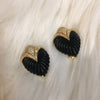 Grosse Earrings Black Heart Clip on Vintage - The Hirst Collection