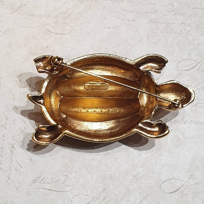 Valentino Brooch Turtle Gold Black Vintage Large - The Hirst Collection