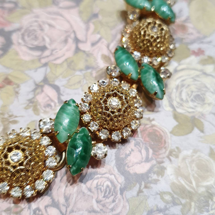 Julianna Bracelet Gold Green Crystal Vintage - The Hirst Collection