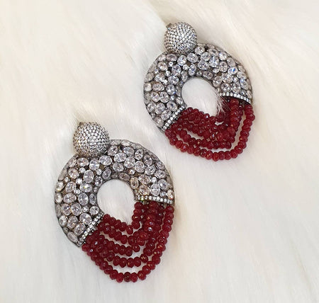 Ruby Crystal Statement Hoop Earrings - The Hirst Collection