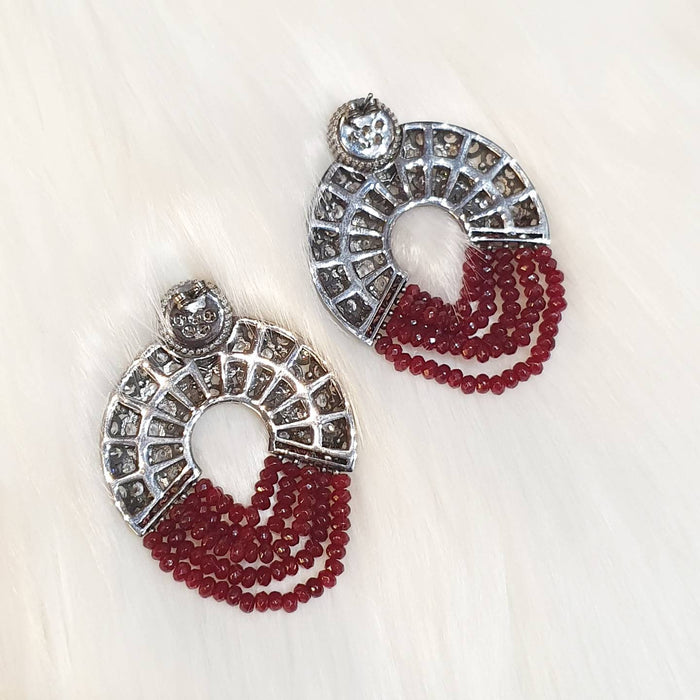 Ruby Crystal Statement Hoop Earrings - The Hirst Collection